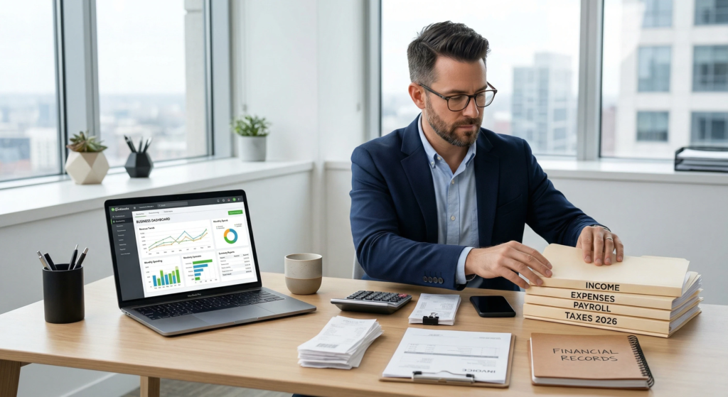 organize financial records for business taxes